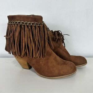 Buckle Not Rated Brown Fringe Ankle Booties